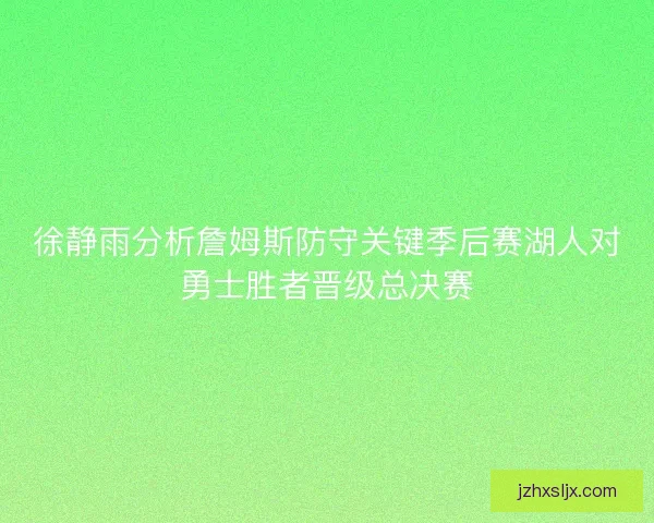 徐静雨分析詹姆斯防守关键季后赛湖人对勇士胜者晋级总决赛