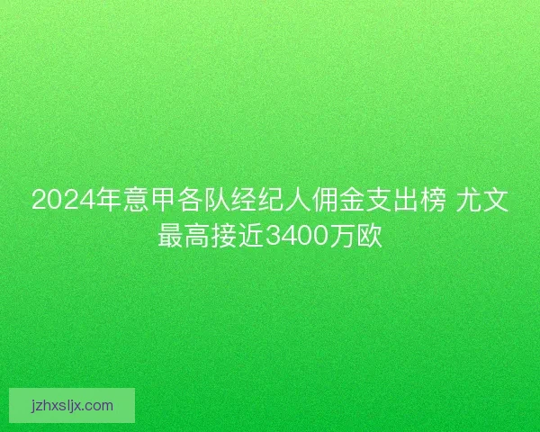 2024年意甲各队经纪人佣金支出榜 尤文最高接近3400万欧 2024年意甲各队经纪人佣金支出榜 尤文最高接近3400万欧